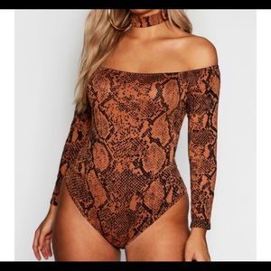Plus Size Snake Print Bodysuit w/ choker
